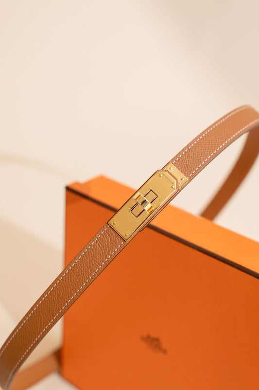 Hermès Kelly Epsom Belt in Gold GHW