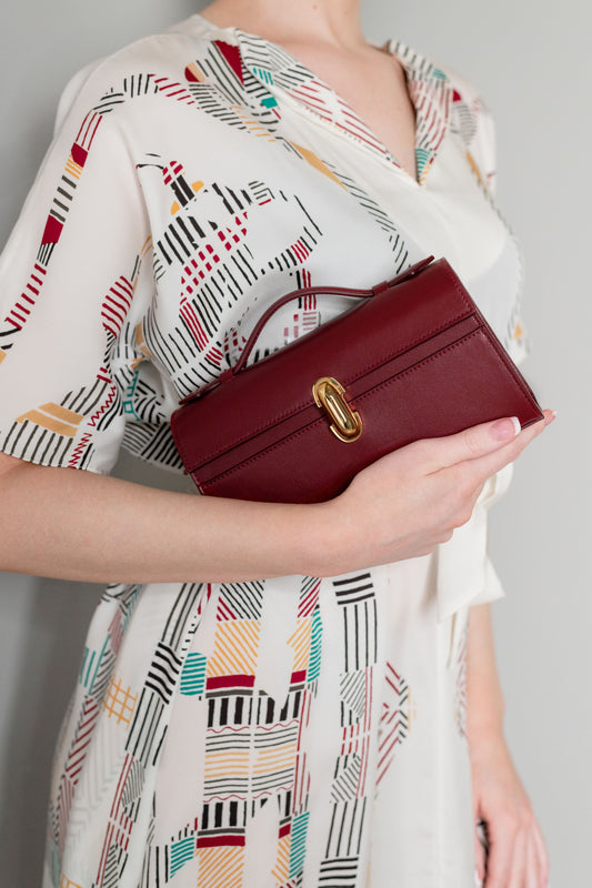 Savette Symmetry Top Handle Bag in Burgundy