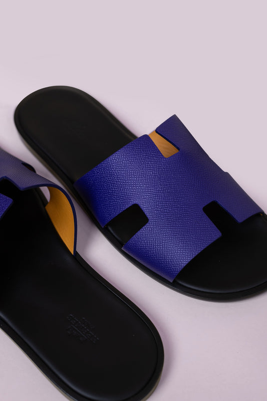 Hermès Izmir Epsom Sandals in Blue Encre