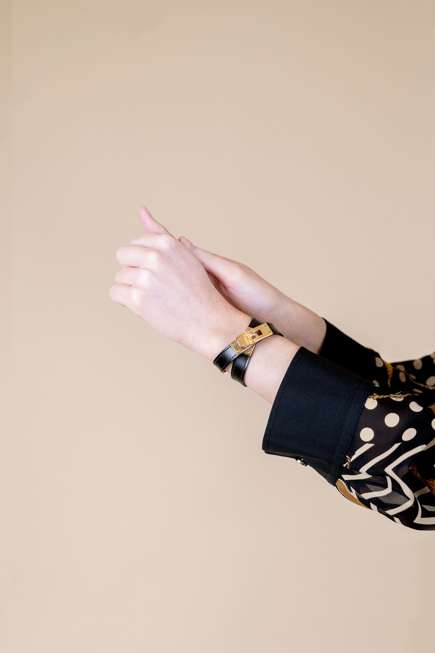 Hermès Kelly Double Tour Bracelet in Black GHW