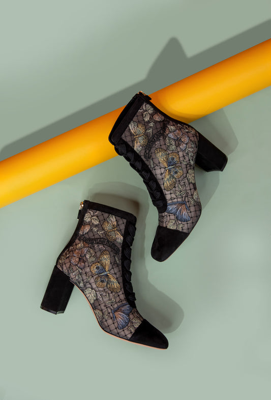 Dior Naughtily-D Roses Lace Black Low Boots