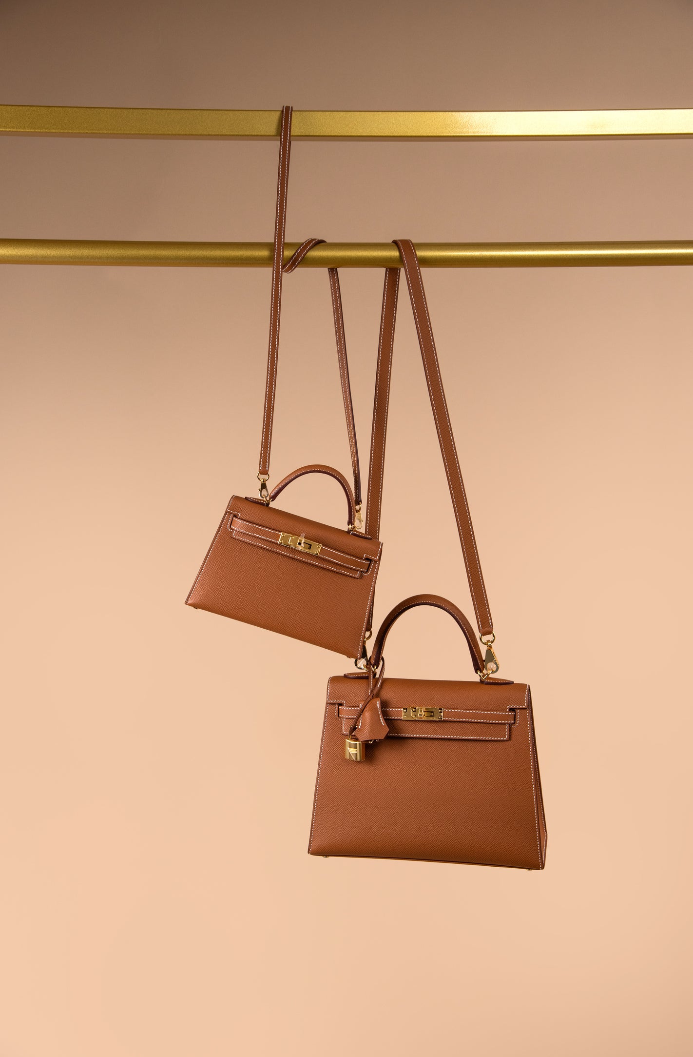 Hermès Mini Kelly 20 & Kelly 25 Epsom in Gold GHW