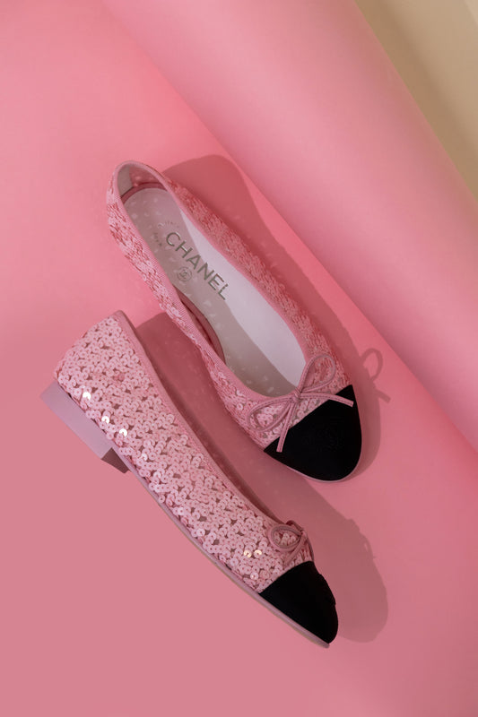 Chanel Pink Sequins Ballerina Flats