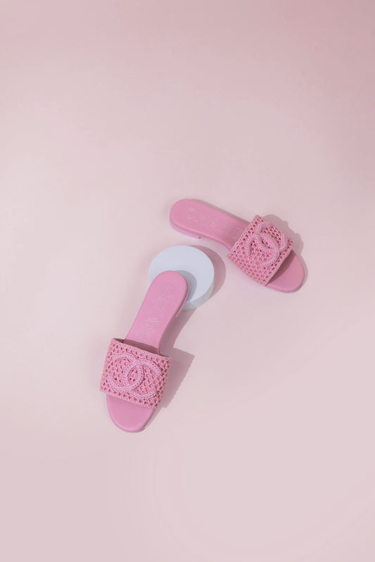 Chanel Crochet CC Pink Sandals