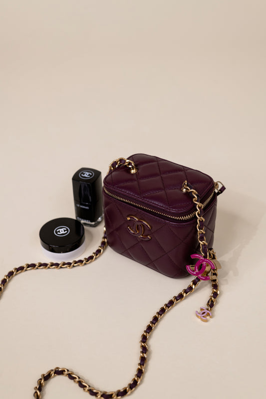 Chanel Small Burgundy CC Vanity with Chain