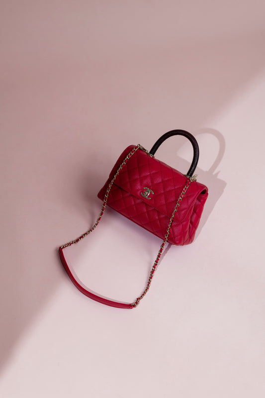 Chanel Small Coco Handle in Raspberry