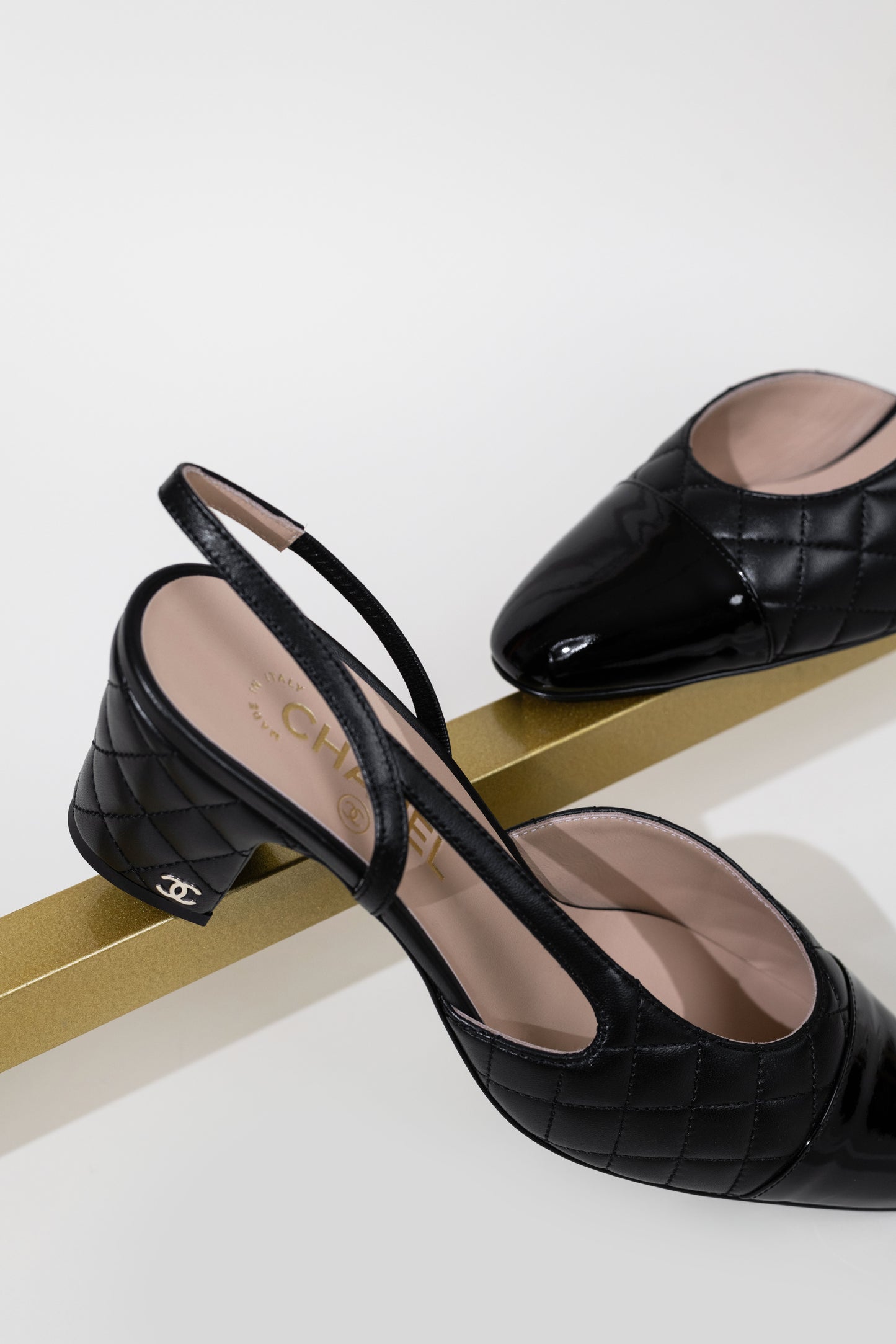 Chanel Black Lambskin Slingbacks