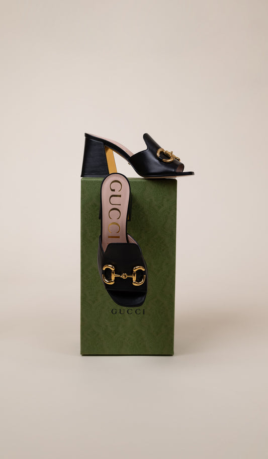 Gucci Baby Horsebit Mule Black Sandals
