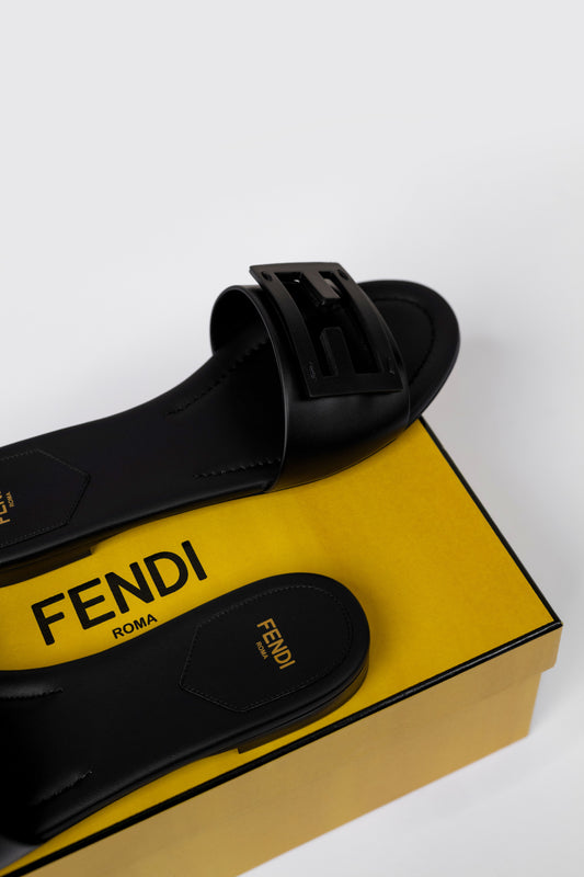Fendi Black Logo Sandals