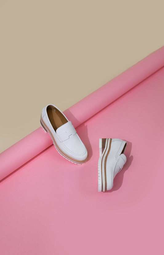 Hermès White Ivy Loafers
