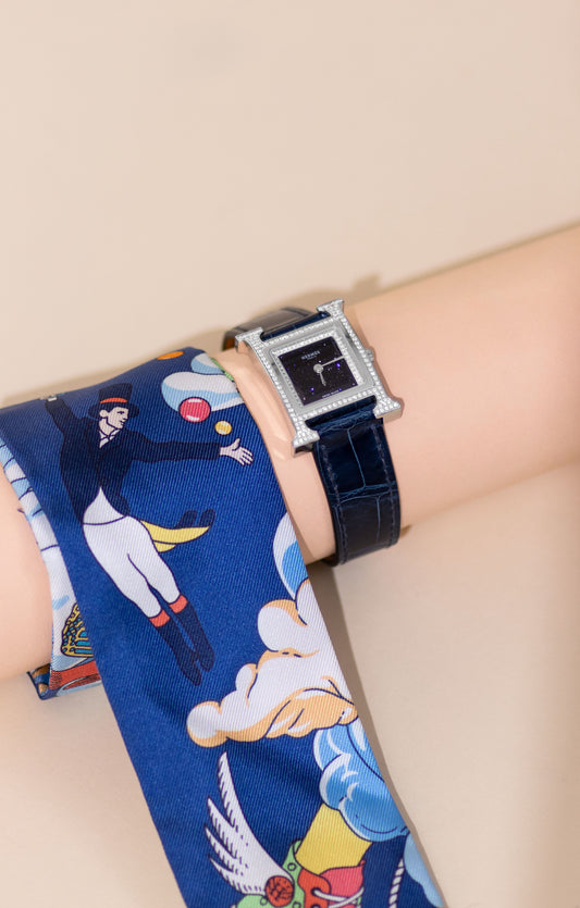 Hermès H Heure Watch 25mm in Blue Sapphire