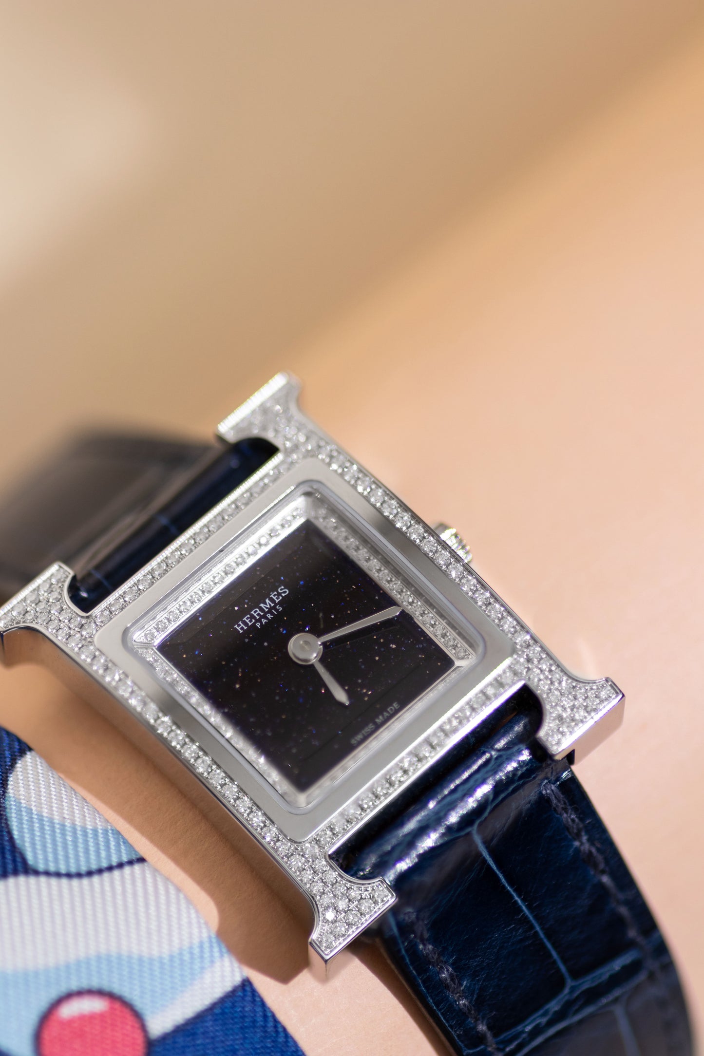 Hermès H Heure Watch 25mm in Blue Sapphire