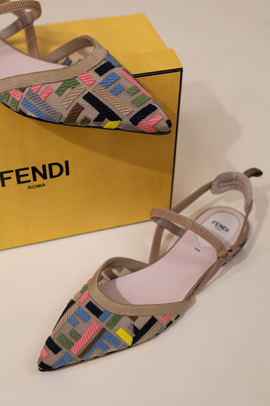 Fendi Colibrì Lite Slingbacks in Multicolor Mesh