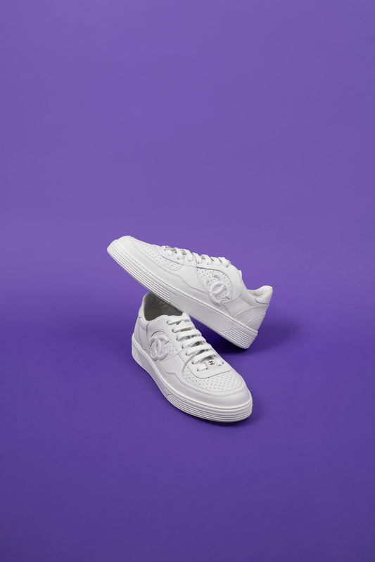 Chanel White CC Sneakers