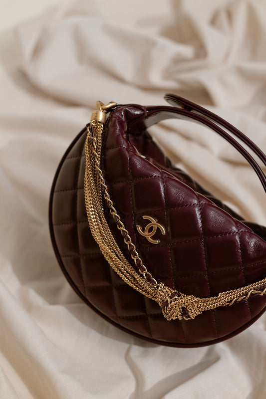 Chanel Purse with Chain in Dark Burgundy