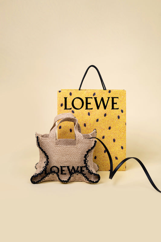 Loewe Small Font Tote in Raffia