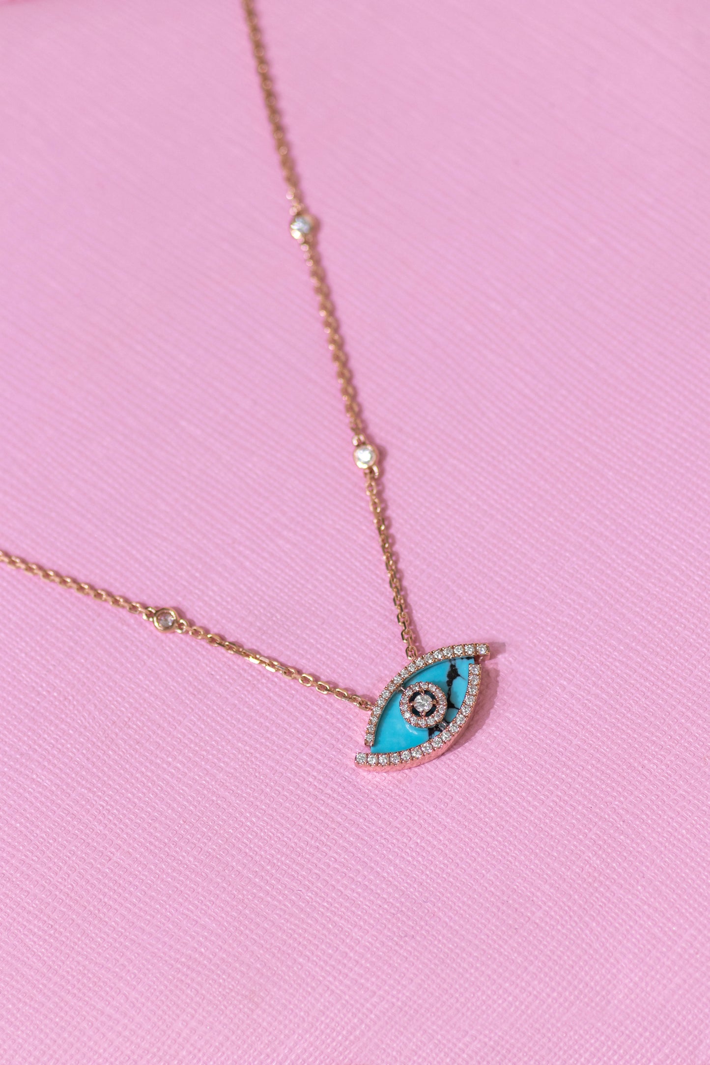 Messika Lucky Eye Turquoise/Rose Gold Diamond Necklace