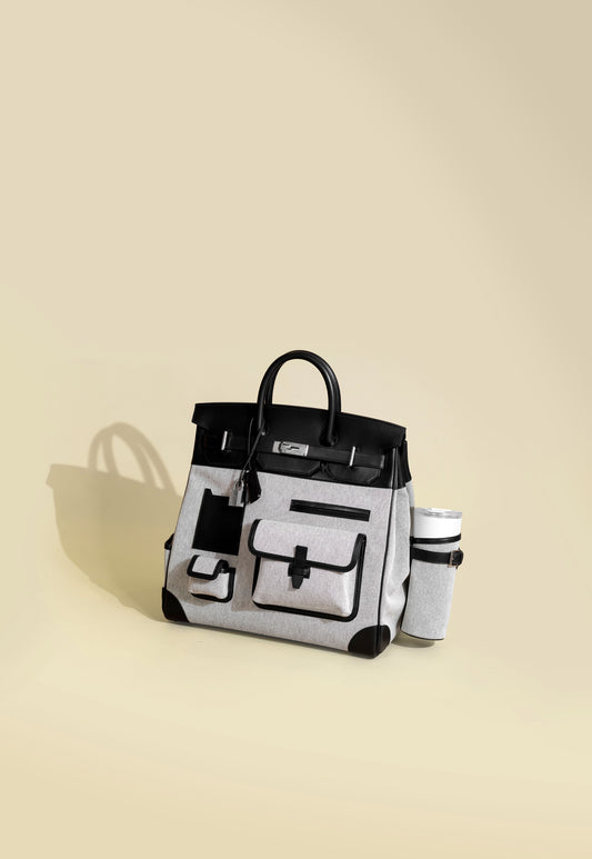 Hermès Hac 40 Birkin Cargo Toile Ecru/Black