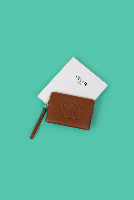 Celine Gold Pouch with Strap