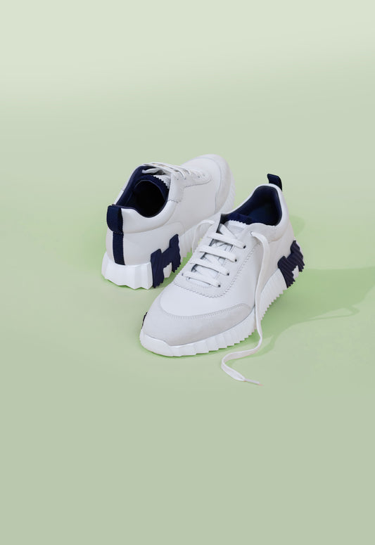 Hermès Bouncing Sneakers in White/Navy