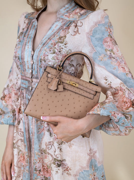 Hermès Kelly 25 Ostrich Chai GHW