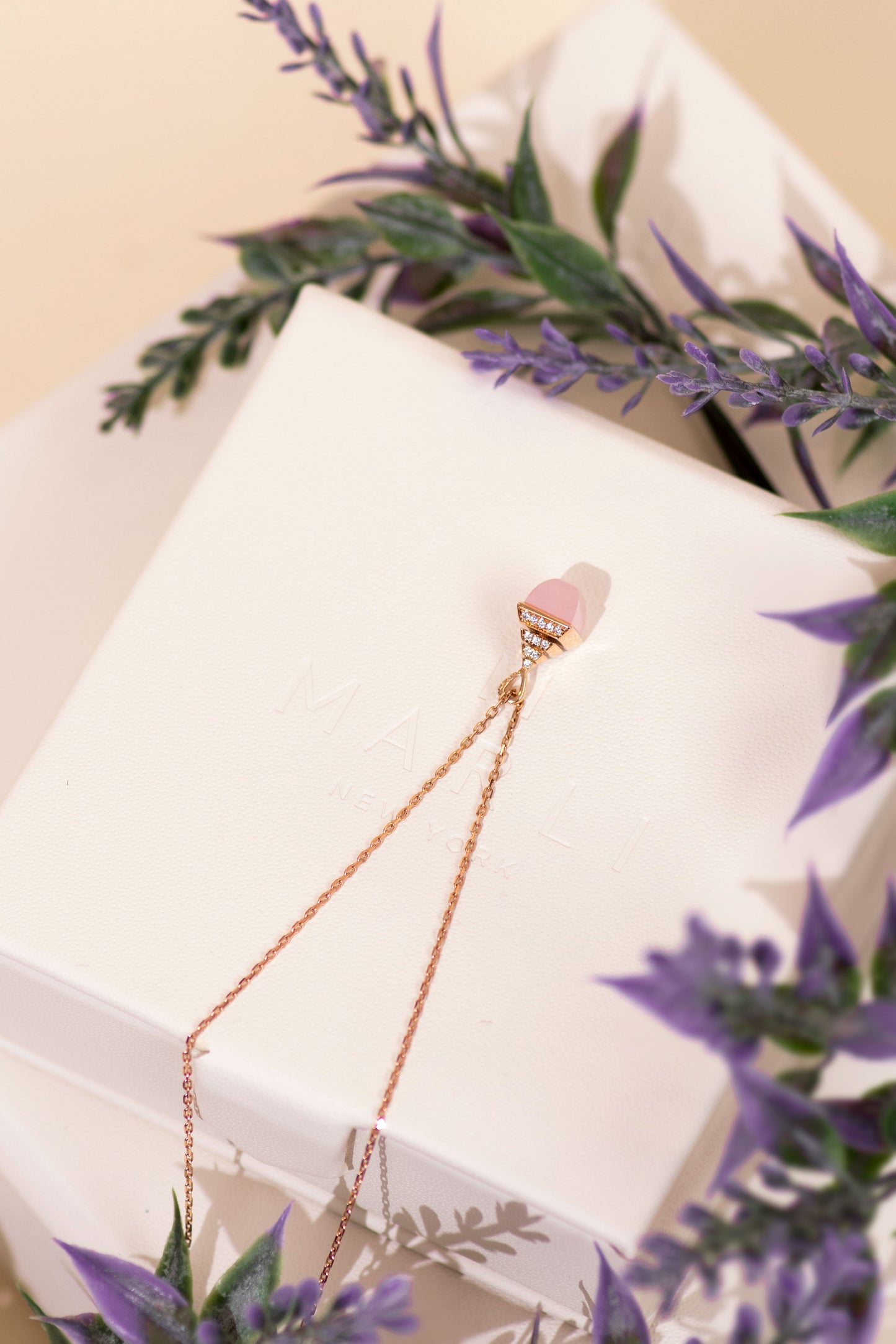 Marli Rose Gold/Pink Quartz Pendant
