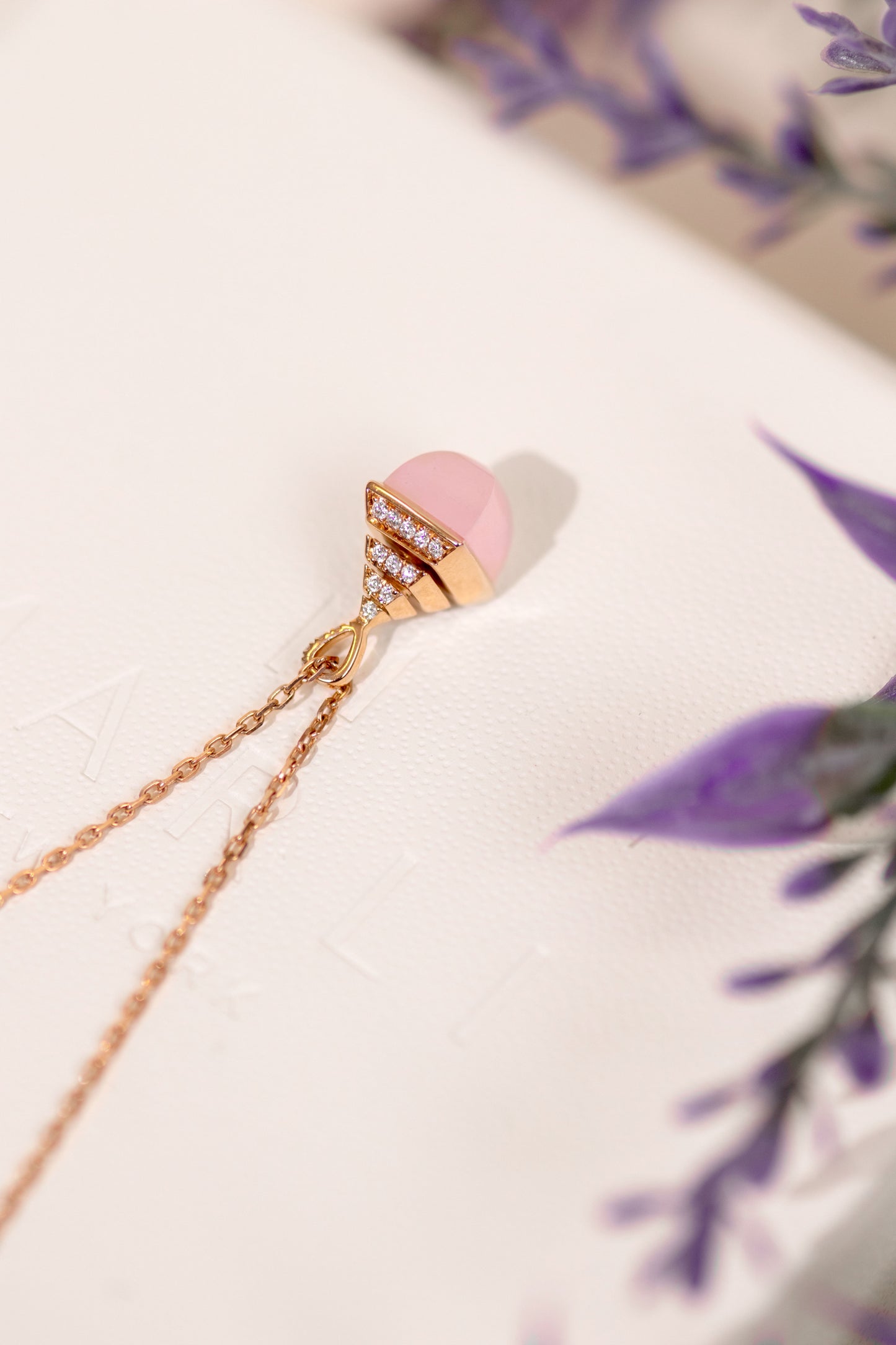 Marli Rose Gold/Pink Quartz Pendant