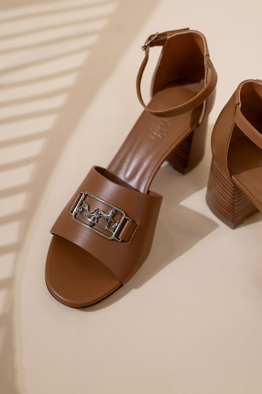 Hermès Viaggio 60 Gold Sandals
