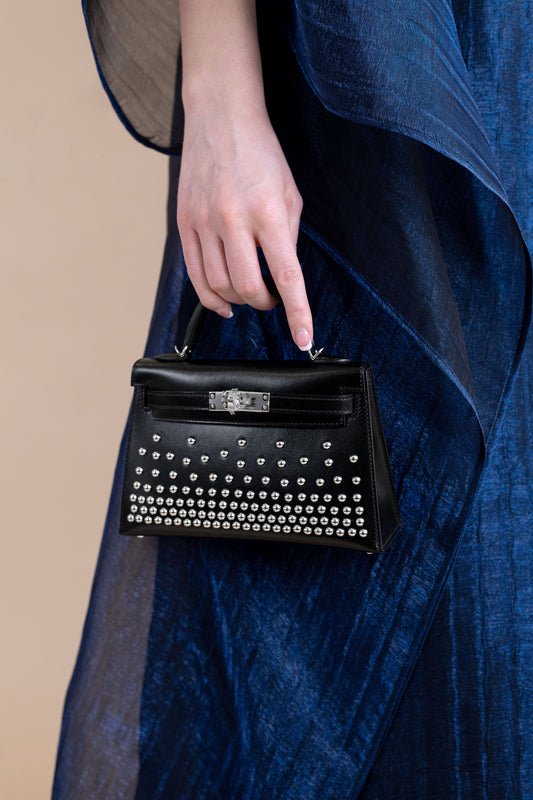 Hermès Clouté Mini Kelly 20 Studded Black PHW