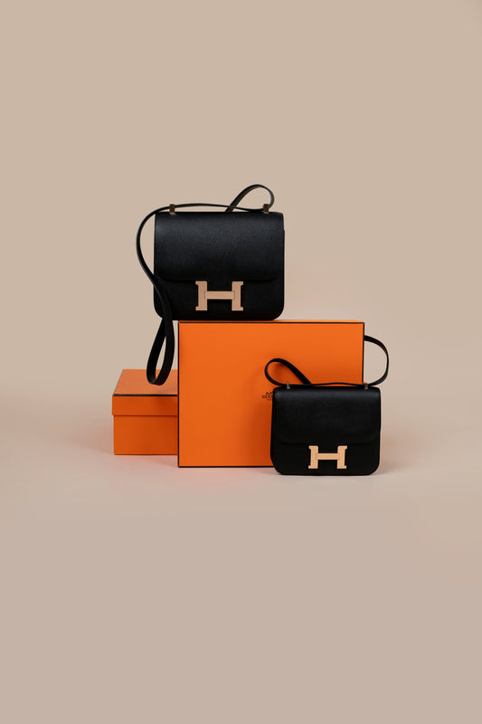 Hermès Constance 24 & 18 in Black Epsom RGHW