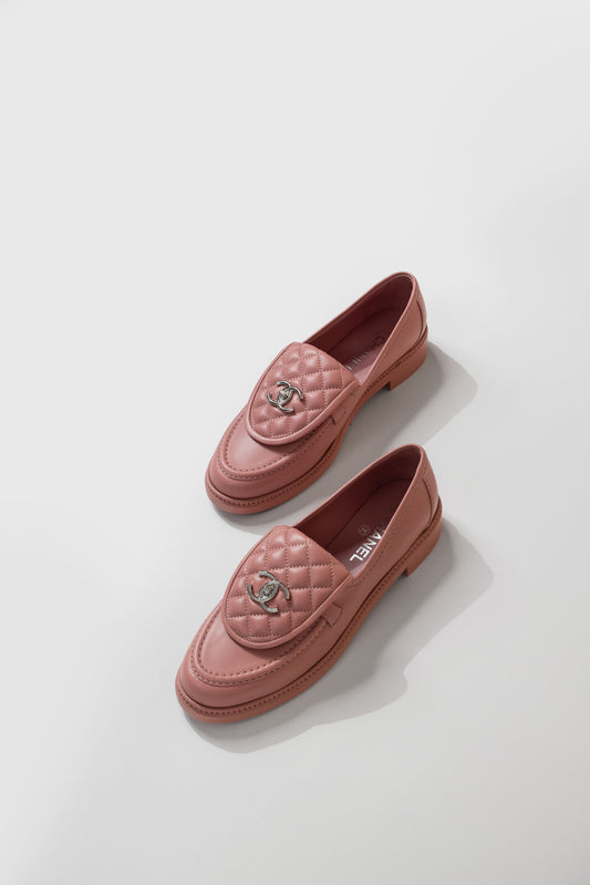 Chanel Pink Leather Moccasins