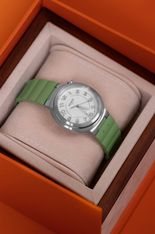 Hermès Cut Watch with Vert Criquet Strap