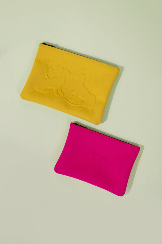 Hermès Bain Pouches in Yellow & Pink