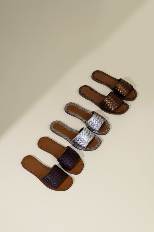 Bottega Veneta Intrecciato Leather Slide Sandals