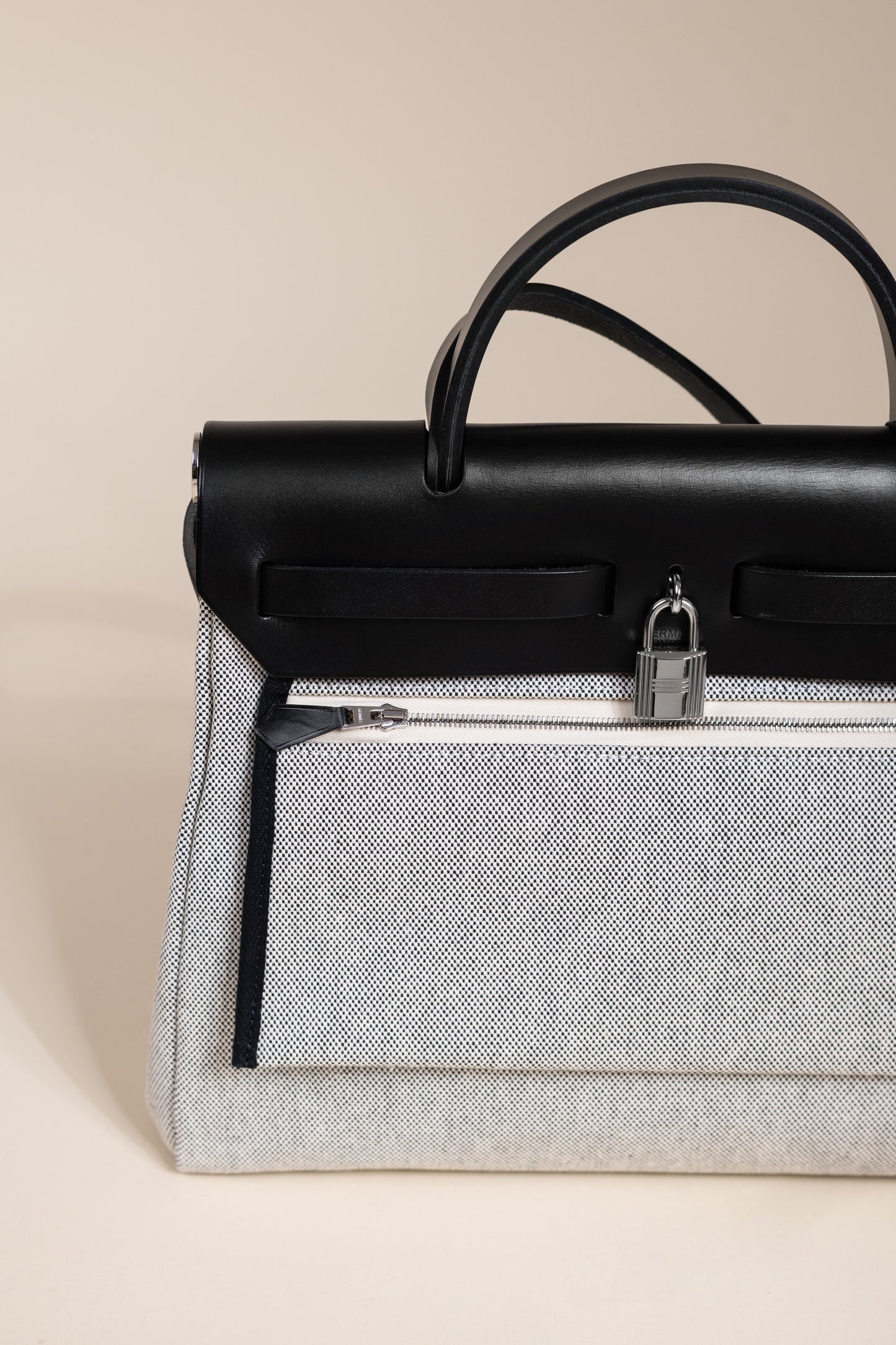 Hermès Herbag 31 Pegasus in Toile Black/Ecru/Blue Indigo