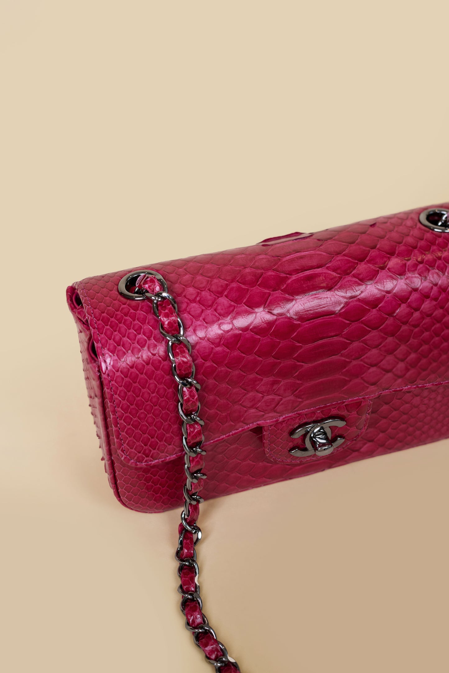 Chanel Mini Python Flap Bag in Fuchsia