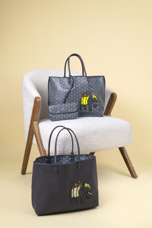 Goyard Grey PM Anjou Reversible Elephant Tote