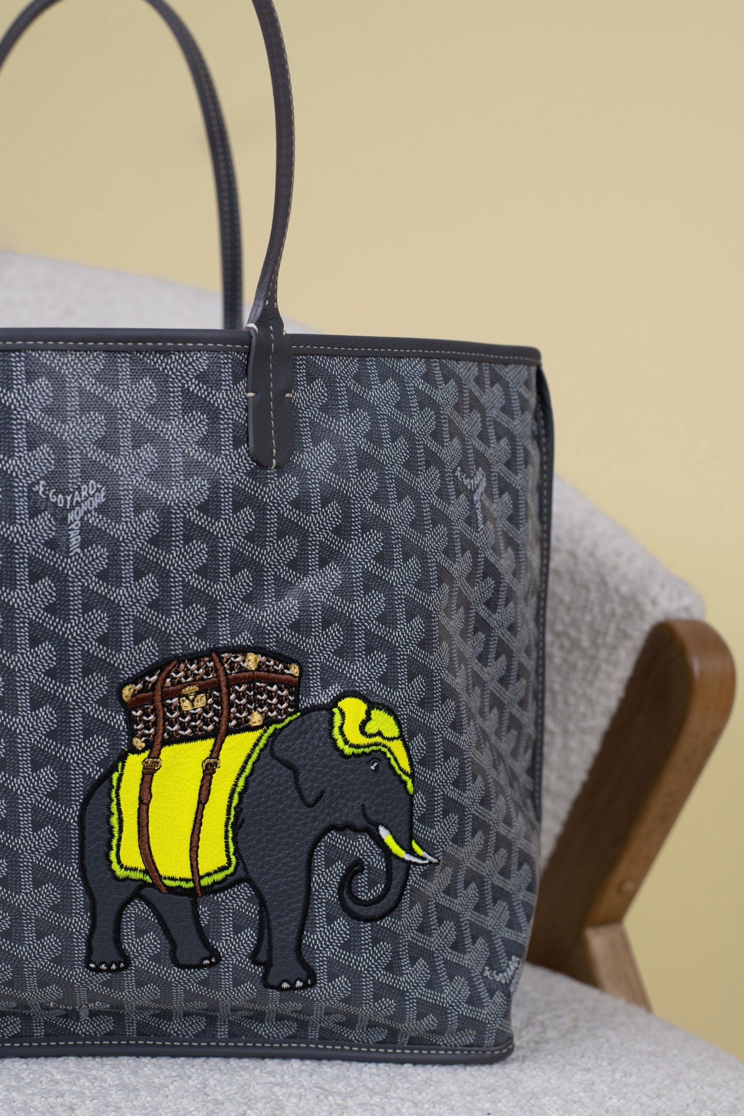 Goyard Grey PM Anjou Reversible Elephant Tote