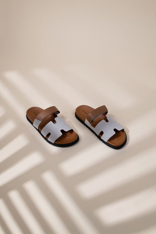 Hermès Chypre Sandals in Prunoir/Naturel
