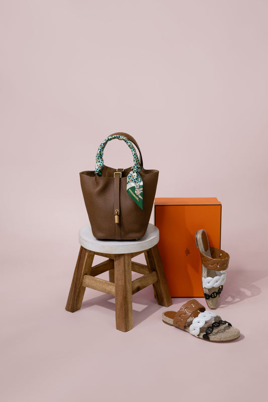 Hermès Picotin 18 Touch Crocodile in Alezan & Gwen Espadrille Multicolor Sandals