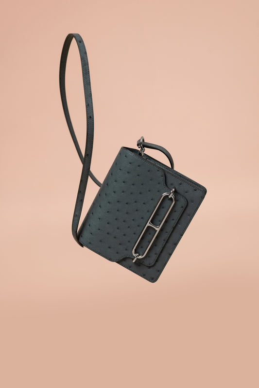 Hermès Mini Roulis Ostrich in Vert Amande PHW
