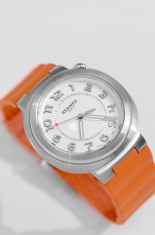 Hermès Cut Watch with Orange Strap