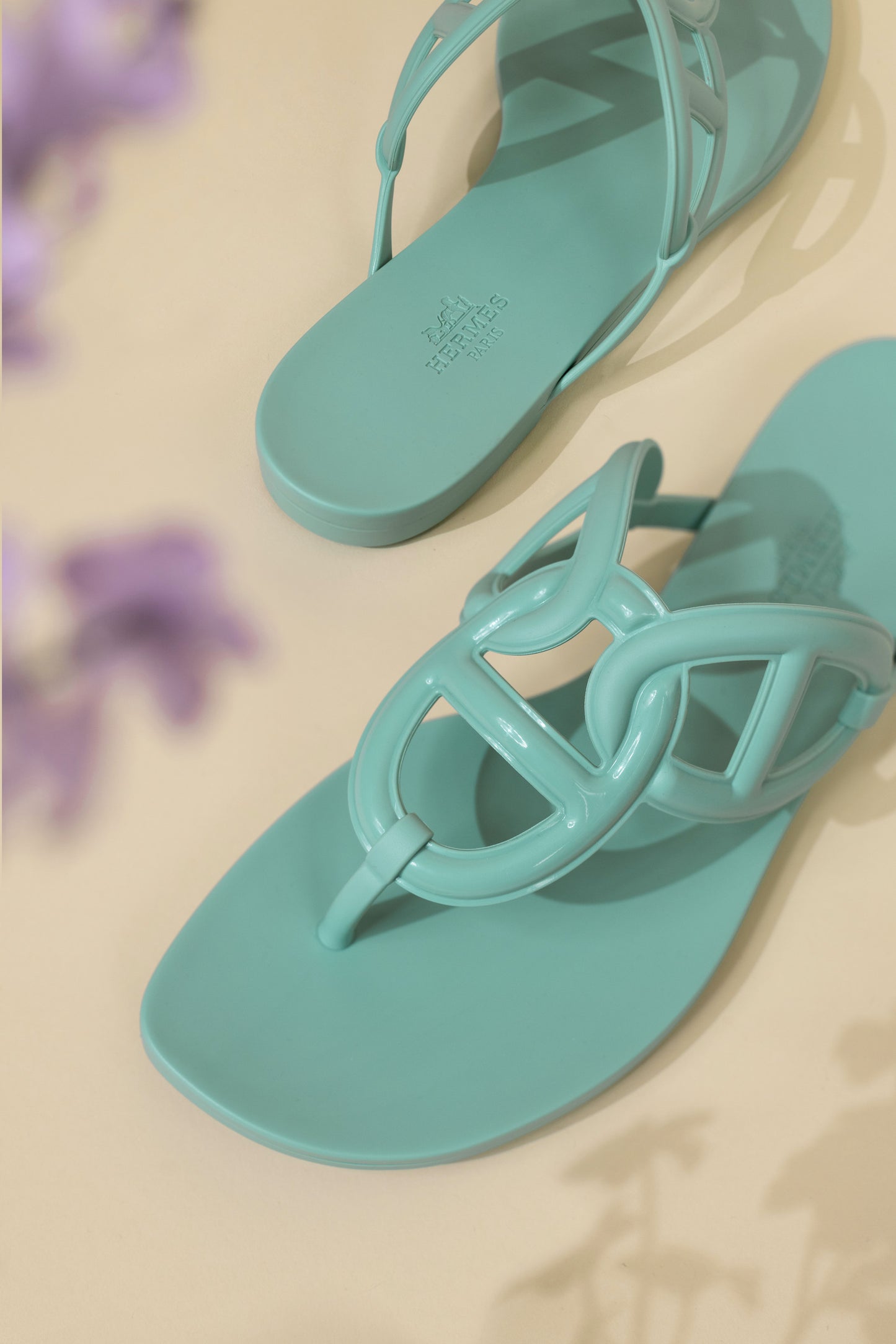 Hermès Egerie Sandals in Vert Embrun