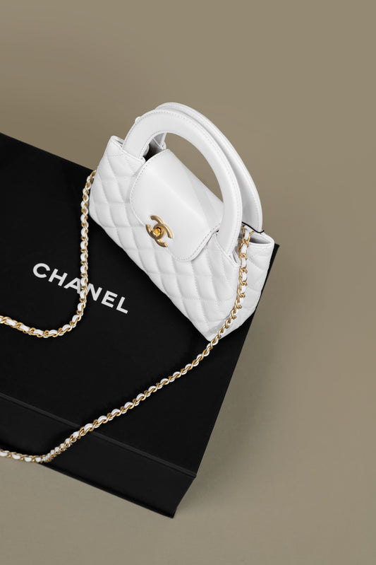Chanel Top Handle Bag in White