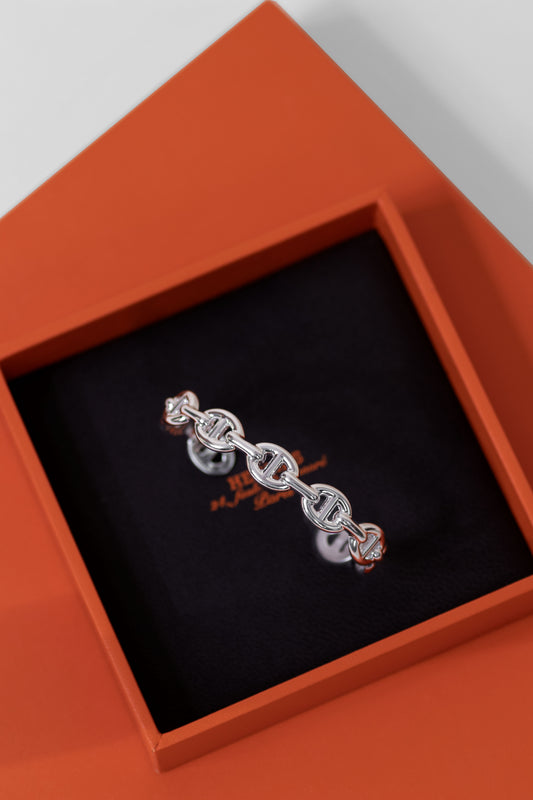 Hermès Chaine D'ancre Enchainee Silver Bracelet