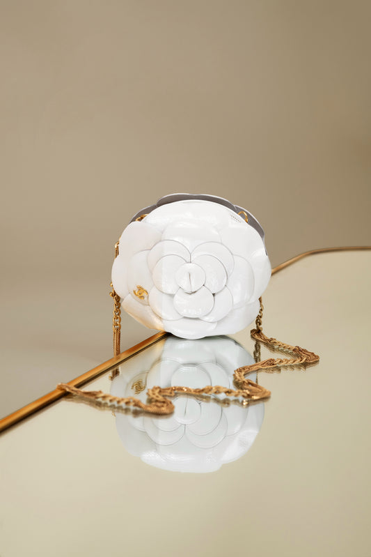 Chanel White Rose Evening Bag