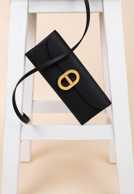 محفظة Hermès Chaine D'ancre To Go السوداء GHW