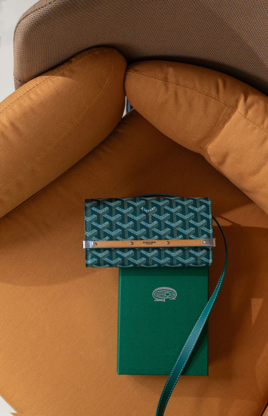 Goyard Green Monte Carlo Wallet with Strap