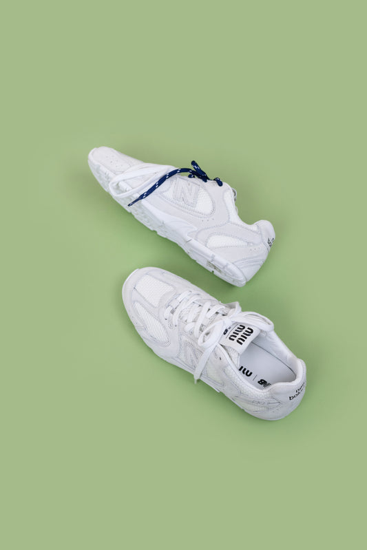 New Balance X Miu Miu 530 SL Suede & Mesh White Sneakers