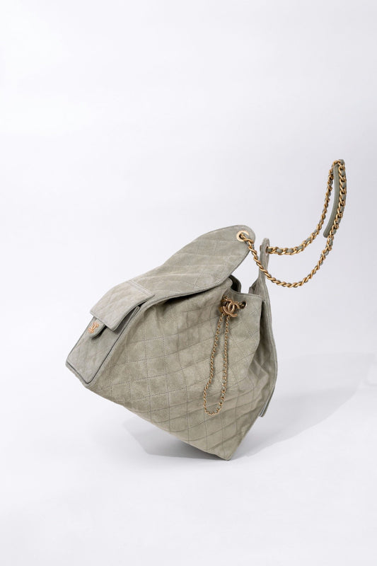 Chanel Suede Hobo 25 Bag in Khaki